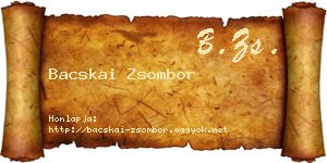 Bacskai Zsombor névjegykártya
